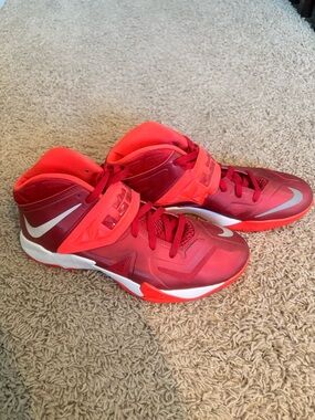 Nike LJ’s Red and White Boys' High-Top Basketball Shoes..The King